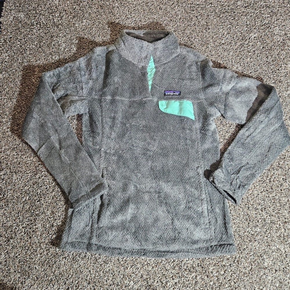 Patagonia Re-Tool Snap-T Fleece Pullover Grey Mint Green XS 25443 Polartec